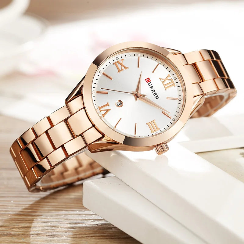 CURREN Relógio Montre Femme em Aço Inoxidável