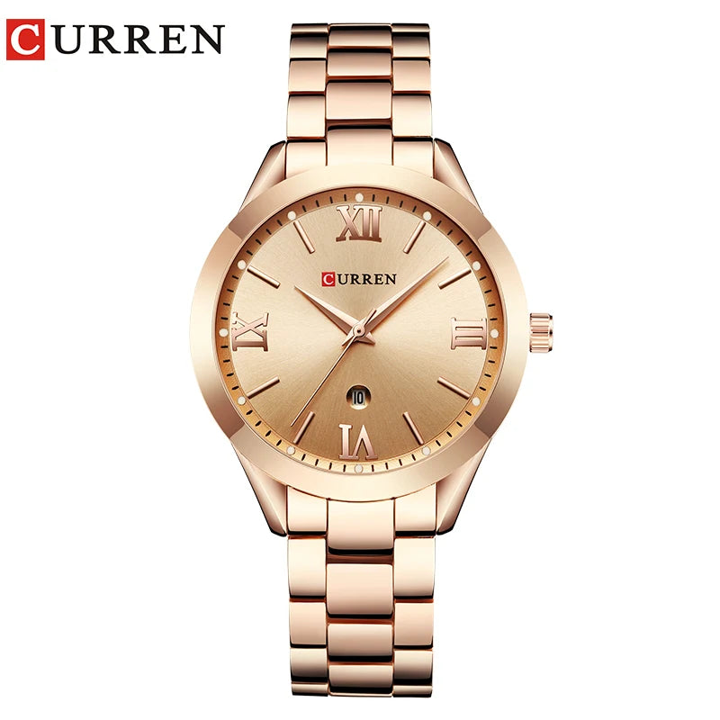 CURREN Relógio Montre Femme em Aço Inoxidável