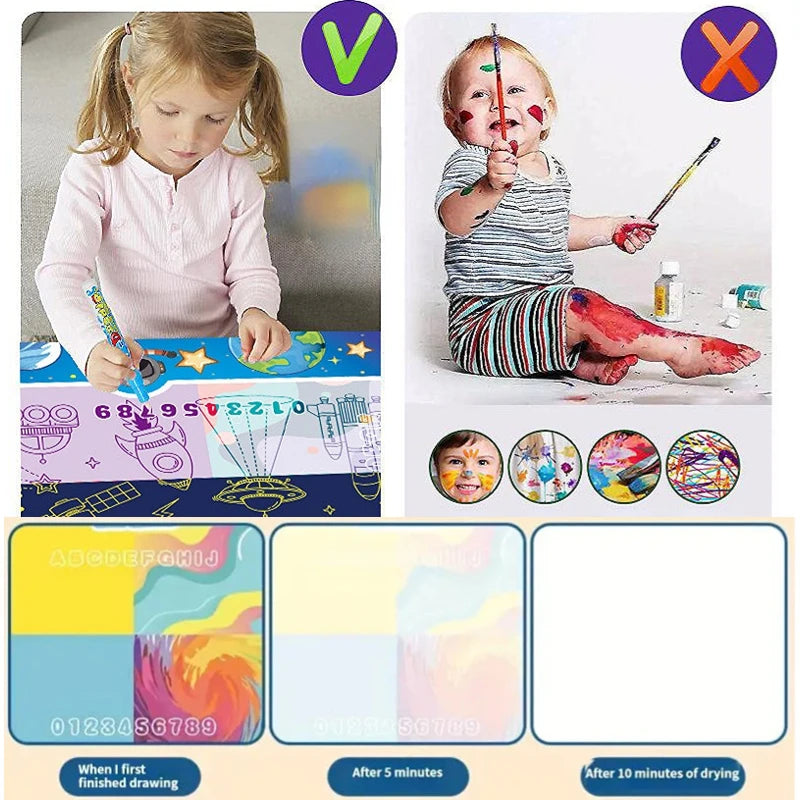 Tapete Mágico Educativo Reutilizável para Desenhar e Colorir